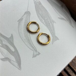 14k gold plated hoop earrings, 1/2” hoops (approx.)